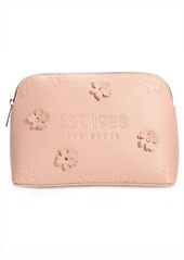 Ted Baker London Flancon Floral Appliqué Cosmetics Pouch in Dusky Pink at Nordstrom