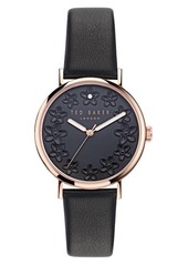 Ted Baker London Floral Leather Strap Watch
