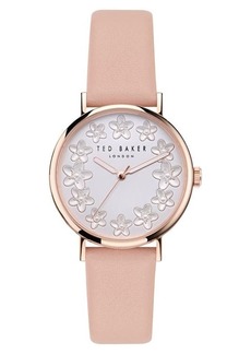 Ted Baker London Floral Leather Strap Watch