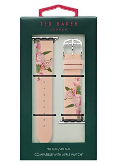 Ted Baker London Floral Print Leather Apple Watch Watchband