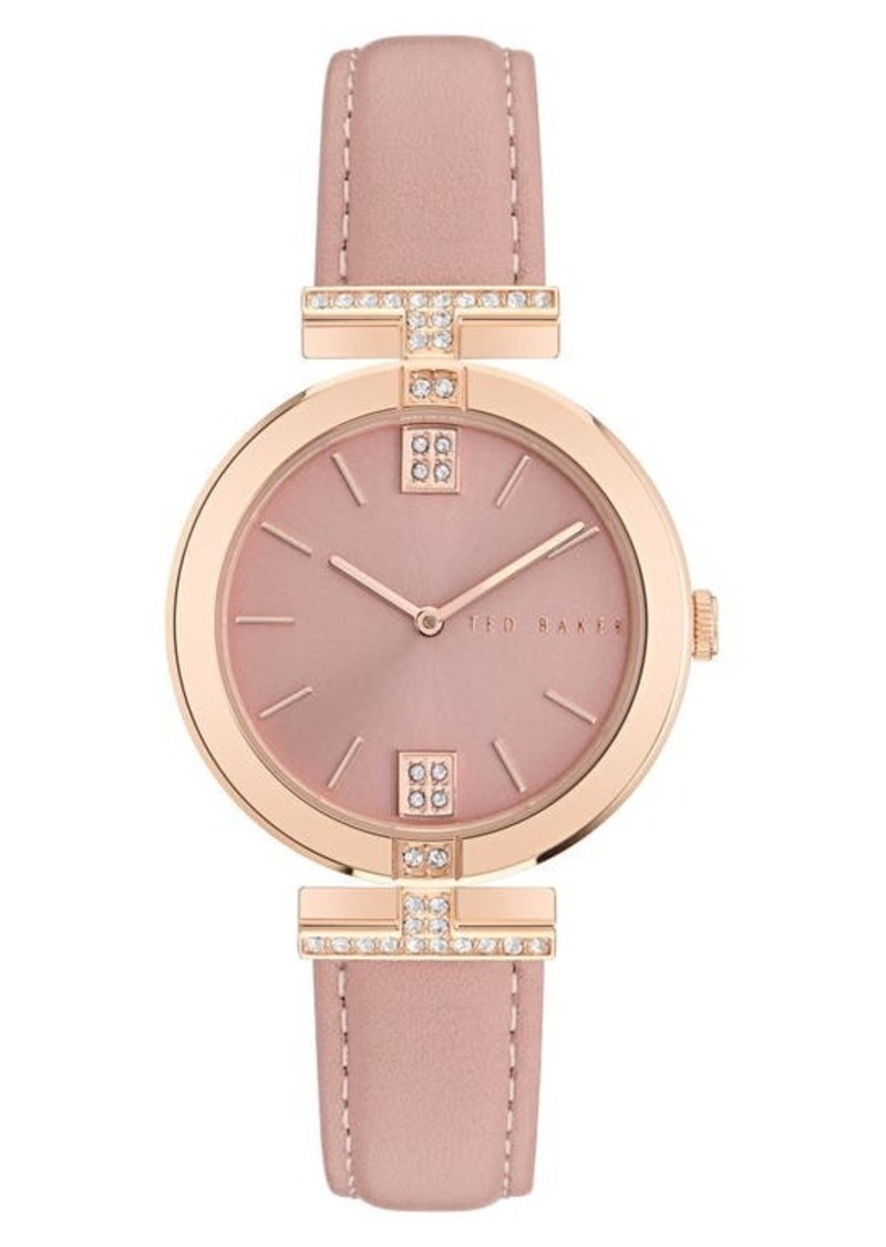 Ted Baker London Iconic Faux Leather Strap Watch