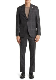 Ted Baker London Karl Slim Fit Windowpane Check Stretch Wool Suit