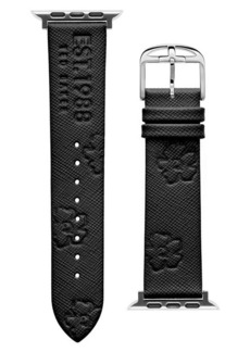 Ted Baker London Debossed Saffiano Leather Apple Watch® Watchband in Black at Nordstrom