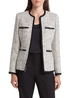 Ted Baker London Lyrra Houndstooth Bouclé Jacket in White at Nordstrom Rack