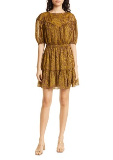 Ted Baker London Mairley Leaf Print Ruffle Hem Dress in Mid Yellow at Nordstrom Rack
