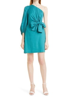 Ted Baker London One-Shoulder Linen Blend Dress in Turquoise at Nordstrom