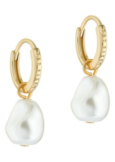 Ted Baker London Periaa Imitation Pearl Drop Huggie Hoop Earrings