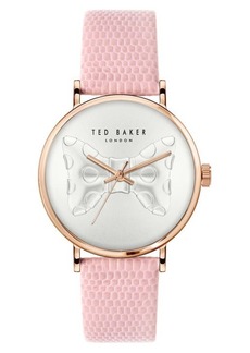 Ted Baker London Phylipa Bow Leather Strap Watch