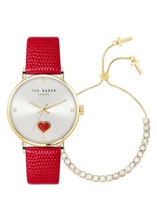 Ted Baker London Phylipa Leather Strap Watch & Bracelet Set