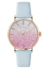Ted Baker London Phylipa Shine Glitter Dial Leather Strap Watch