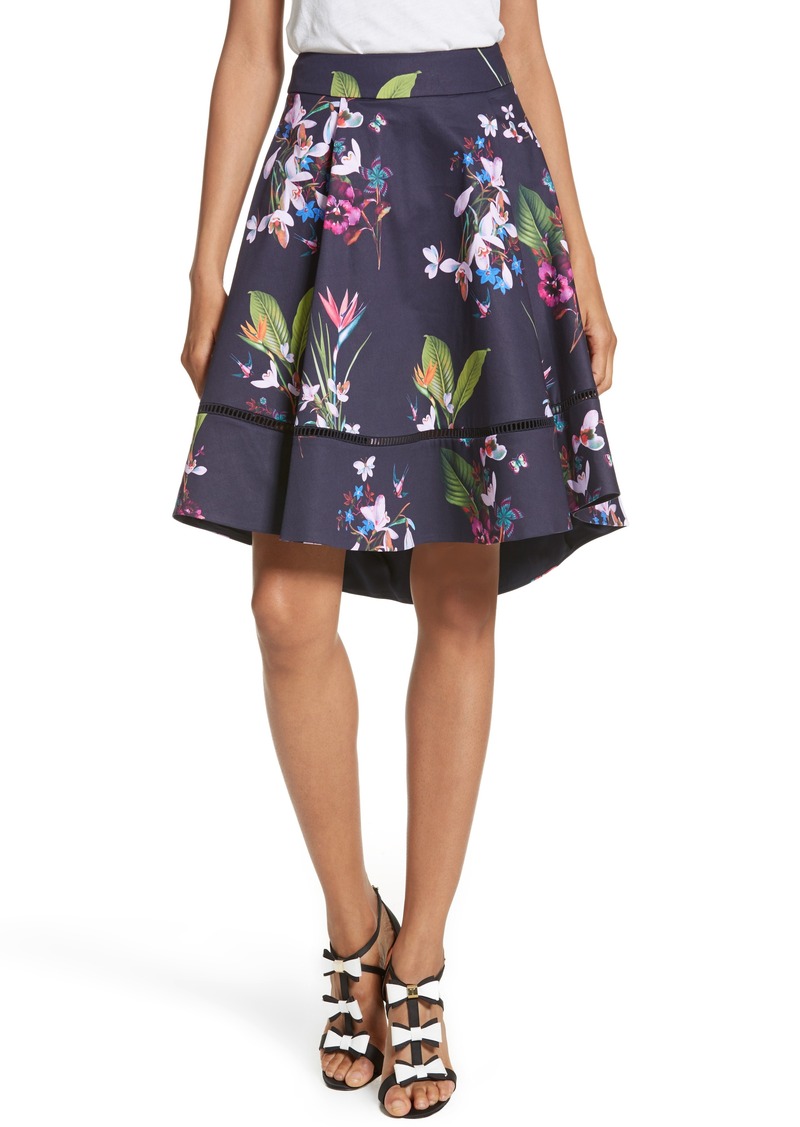 Ted Baker Ted Baker London Plio Tropical Oasis Dip Hem Skirt | Skirts