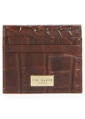 Ted Baker London Plups Croc Embossed Leather Bifold Card Wallet in Brown Chocolate at Nordstrom