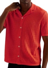 Ted Baker London Proof Rib Short Sleeve Button-Up Knit Shirt