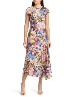 Ted Baker London Slanno Floral Asymmetric Hem Midi Dress