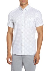 Ted Baker London Slim Fit Triangle Print Short Sleeve Button-Up Shirt