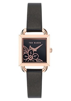Ted Baker London Square Leather Strap Watch