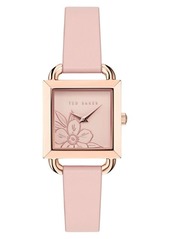 Ted Baker London Square Leather Strap Watch
