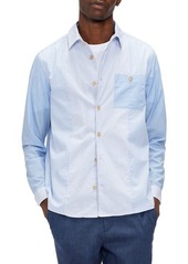 Ted Baker London Starrin Trim Fit Mix Stripe Button-Up Shirt in Blue at Nordstrom