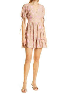 Ted Baker London Stefina Dot Print Tiered Ruffle Minidress in Light Brown at Nordstrom