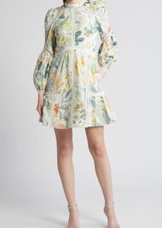 Ted Baker London Tealan Floral Print Long Sleeve Linen Dress