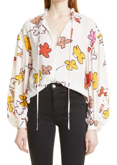 Ted Baker London Thurso Floral High-Low Blouse in White at Nordstrom