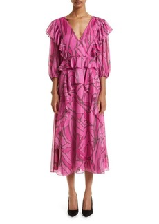 Ted Baker London Victoir Abstract Print Chiffon Ruffle Dress
