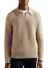 Ted Baker Open Collar Ribbed Polo Sweater