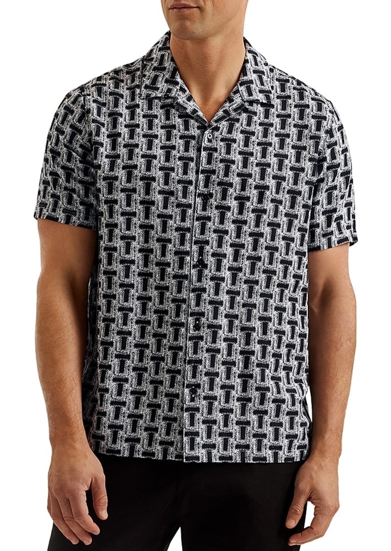 Ted Baker Printed Short Sleeve Button Front Shirt