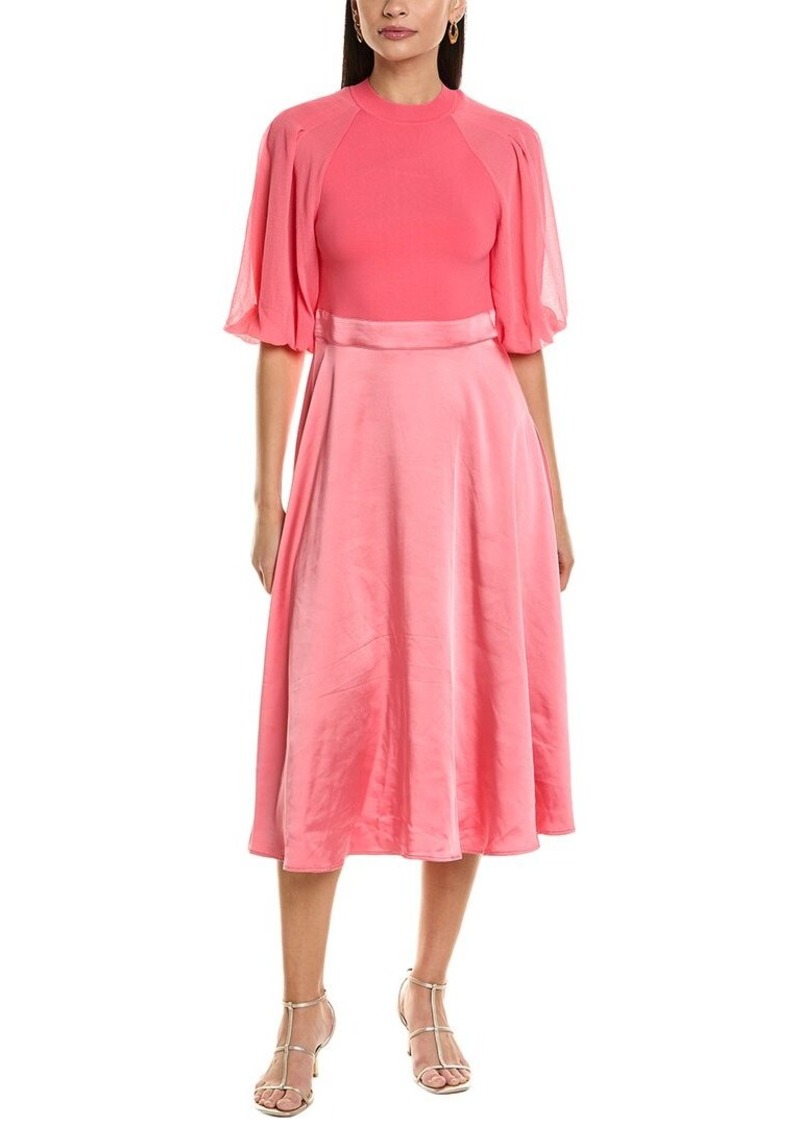 Ted Baker Puff Sleeve Fitted Bodice Midi Dress