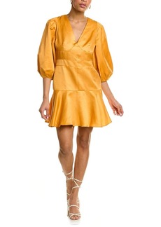 Ted Baker Topstitch Linen-Blend Mini Dress