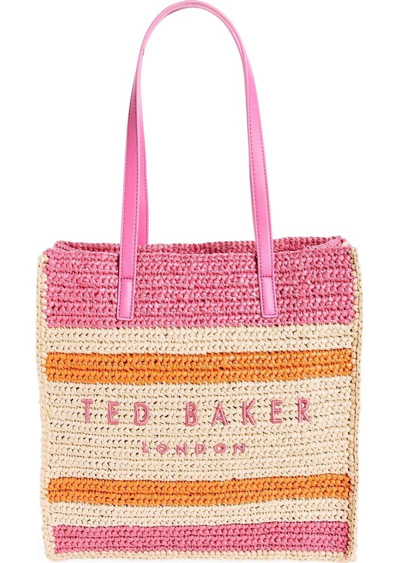 Ted Baker Women's Skye Raffia Striped Tote, Fuchsia