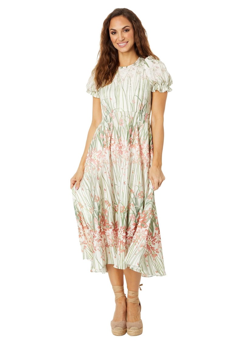 Ted Baker Women's Zahrria High Low Hem Dress with Puff Sleeve