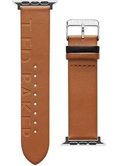 Ted Baker "Ted" Engraved Leather Black Keeper smartwatch band compatible with Apple watch strap 42mm, 44mm