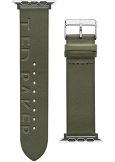 Ted Baker "Ted" Engraved Leather Light Green Keeper smartwatch band compatible with Apple watch strap 42mm, 44mm
