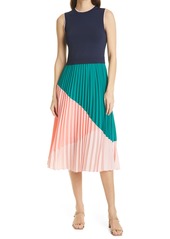 Women's Ted Baker London Colorblock Pleat Skirt Sleeveless Dress