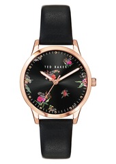 Ted Baker London Fitzrovia Bloom Leather Strap Watch