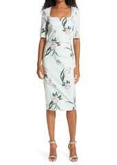 Ted Baker London Magieyy Floral Notched Neck Body-Con Dress in Mint at Nordstrom