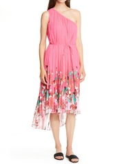 Ted Baker London Pinata Floral Pleated Asymmetrical One Shoulder Dress