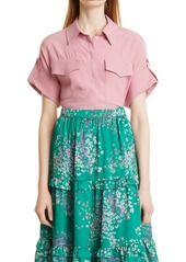 Ted Baker London Pocket Detail Button-Up Shirt in Mid Pink at Nordstrom