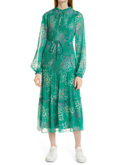 Women's Ted Baker London Serendipity Floral Metallic Micropleated Long Sleeve Dress