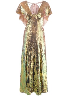 Temperley Bardot sequinned iridescent gown