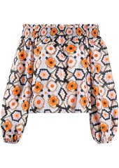 Temperley crochet-print off-shoulder blouse
