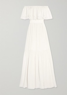 Temperley Felicity Off-the-shoulder Lace-trimmed Silk Crepe De Chine Gown