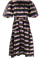 Temperley sheer-panel horizontal-stripe dress