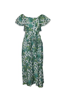 Temperley London Florrie Wrap Dress in Green Print Cotton