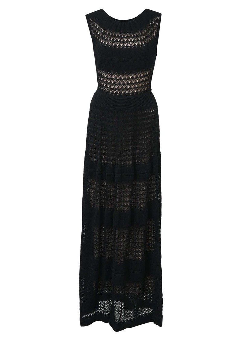 Temperley London Maxi Sleeveless Knit Dress in Black Cotton