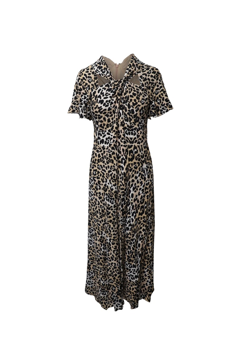 Temperley London Wild Cat Midi Dress in Animal Print Viscose