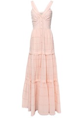 Temperley London Woman Beaux Tie-back Pintucked Swiss-dot Cotton Maxi Dress Pastel Pink