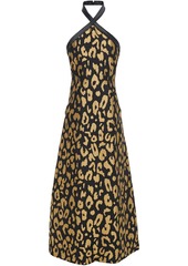 Temperley London Woman Josie Metallic Leopard-jacquard Halterneck Midi Dress Black