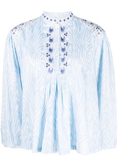 Temperley Valerie-print peplum blouse